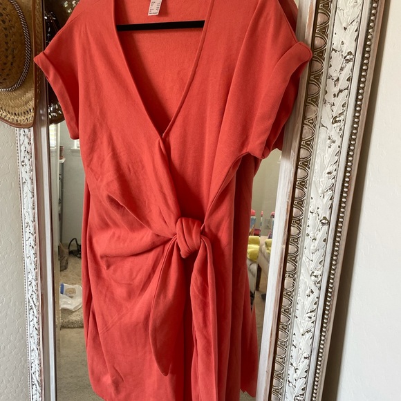 Coral Wrap Dress - Picture 2 of 4
